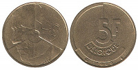 Отдается в дар 5 франков Бельгии 1986-1993