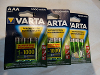 Отдается в дар 3 невскрытых упаковки аккумуляторов NiMH ААА 1000 mAh Varta