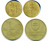 Отдается в дар Словакия 1 и 10 крон 1993