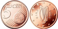 Отдается в дар 5 евроцентов(Ирландия) 2 шт:2002,2005 г.
