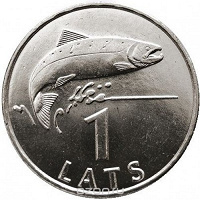 Отдается в дар Монета 1 лат — лосось
