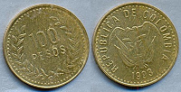 Отдается в дар Колумбия.100 песо 1993 г.