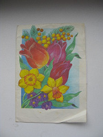 Отдается в дар Почтовая телеграфная открытка с тюльпанами