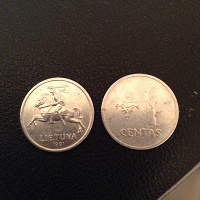 Отдается в дар Монеты Литва 1 цент 1991
