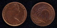 Отдается в дар Новая Зеландия. 1 цент 1975 года.