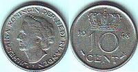 Отдается в дар Нидерланды. 10 центов. 1948 г.