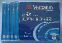Отдается в дар Чистые болванки DVD+R (4,7Gb) 4 шт.