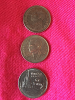 Отдается в дар Отдам в дар 3 монетки из Тайланда по 1 бату каждая — коллекционерам