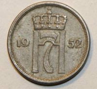 Отдается в дар Монета 10 Эре Норвегия 1952 год