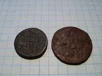 Отдается в дар Полушка 1735 и Деньга 1749г.