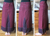 Отдается в дар длинная джинсовая юбка бордово-фиолетовая
