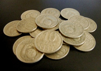 Отдается в дар Советские 10 копеечные монеты, погодовка 1980-х годов.