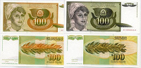 Отдается в дар 100 динар 1990 и 1991 года Югославия.