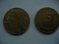 Отдается в дар 5 франков Бельгия (1986-1993)