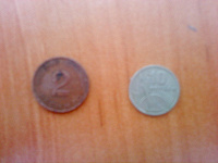 Отдается в дар Монеты: 2 пфеннига и юбилейные 10 копеек СССР