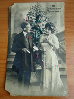 Отдается в дар Рождественская открытка столетней давности