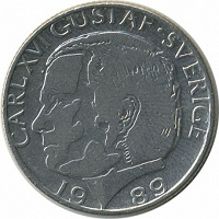 Отдается в дар монета 1 крона Швеция 1989 г.