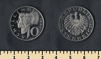 Отдается в дар 10 шилллингов 1986 г(Австрия)