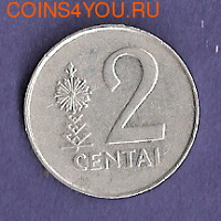 Отдается в дар монета Литва, 2 сентаи, 1991