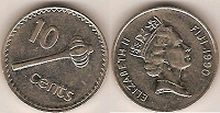 Отдается в дар Фиджи — 10 центов — 1990г.