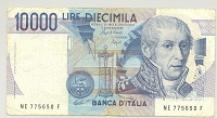 Отдается в дар Бона 10 000 лир Италия. образца 1984 года