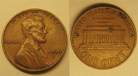 Отдается в дар США. 1 цент. 1964