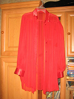 Отдается в дар Блузка-рубашка, красная, прозрачная.