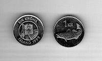 Отдается в дар 1 крона Исландии, 1 пенни Гибралтар