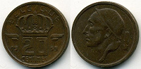 Отдается в дар 20 сантимов 1954 Belgie Бельгия