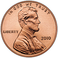 Отдается в дар 1 цент США 2010г