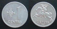 Отдается в дар три литовские монетки 1991 года
