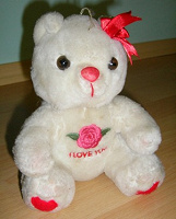 Отдается в дар Белый говорящий мишка «I love you»