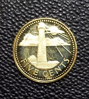 Отдается в дар Барбадос. 5 центов 1973 год. Proof.