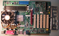 Отдается в дар Материнская плата + процессор SocketA Athlon 2000+