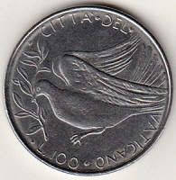 Отдается в дар Монета Ватикан 100 лир