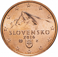 Отдается в дар Монета 1 евроцент 2016 Словакия
