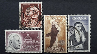 Отдается в дар Мадонна с младенцем, Папа Римский. Почтовые марки Испании.
