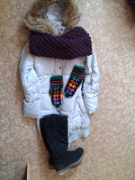 Отдается в дар Комплект зимний: Пуховик, сапоги, рукавички, шарф-хомут
