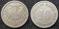 Отдается в дар Германия 10 пфеннигов 1907