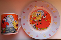 Отдается в дар Чашка и тарелка Sponge Bob