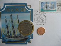 Отдается в дар Почтовый конверт с маркой и монетой