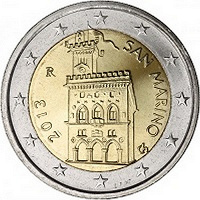 Отдается в дар Монета 2 евро Сан-Марино 2013 г.