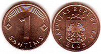 Отдается в дар Монета. 1 сантим Латвия.