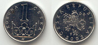 Монета чешская.1 крона.