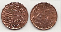 Отдается в дар Нумизматам — монета достоинством 5 сентаво Бразилии 2010 года выпуска