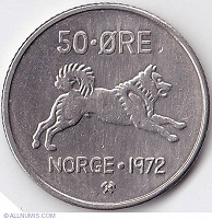 Отдается в дар монета Норвегия 50 ore norge 1972