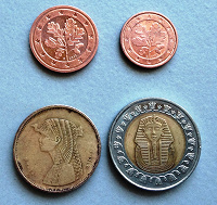 Отдается в дар Монеты Египта и евроценты