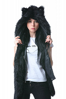 Отдается в дар Черная волкошапка — шапка с ушами на зиму