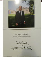 Отдается в дар Автограф президента Франции — Франсуа Олланда