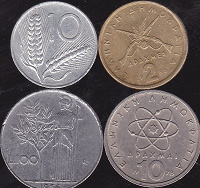 Отдается в дар Монеты Греции, Италии и Марки Мира